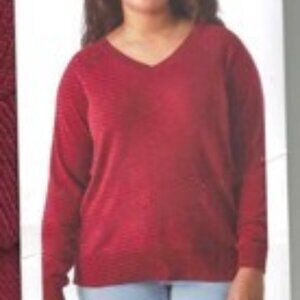 Lucky Brand Ladies V-Neck Sweater XL Pomegranate Red New/Tags